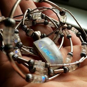 Rainbow Moonstone Sterling Silver Artisan Necklace